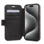 Guess PU Leather 4G Metal Logo Book Brown Kryt iPhone 15 Pro