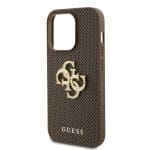 Guess PU Perforated 4G Glitter Metal Logo Taupe Kryt iPhone 15 Pro