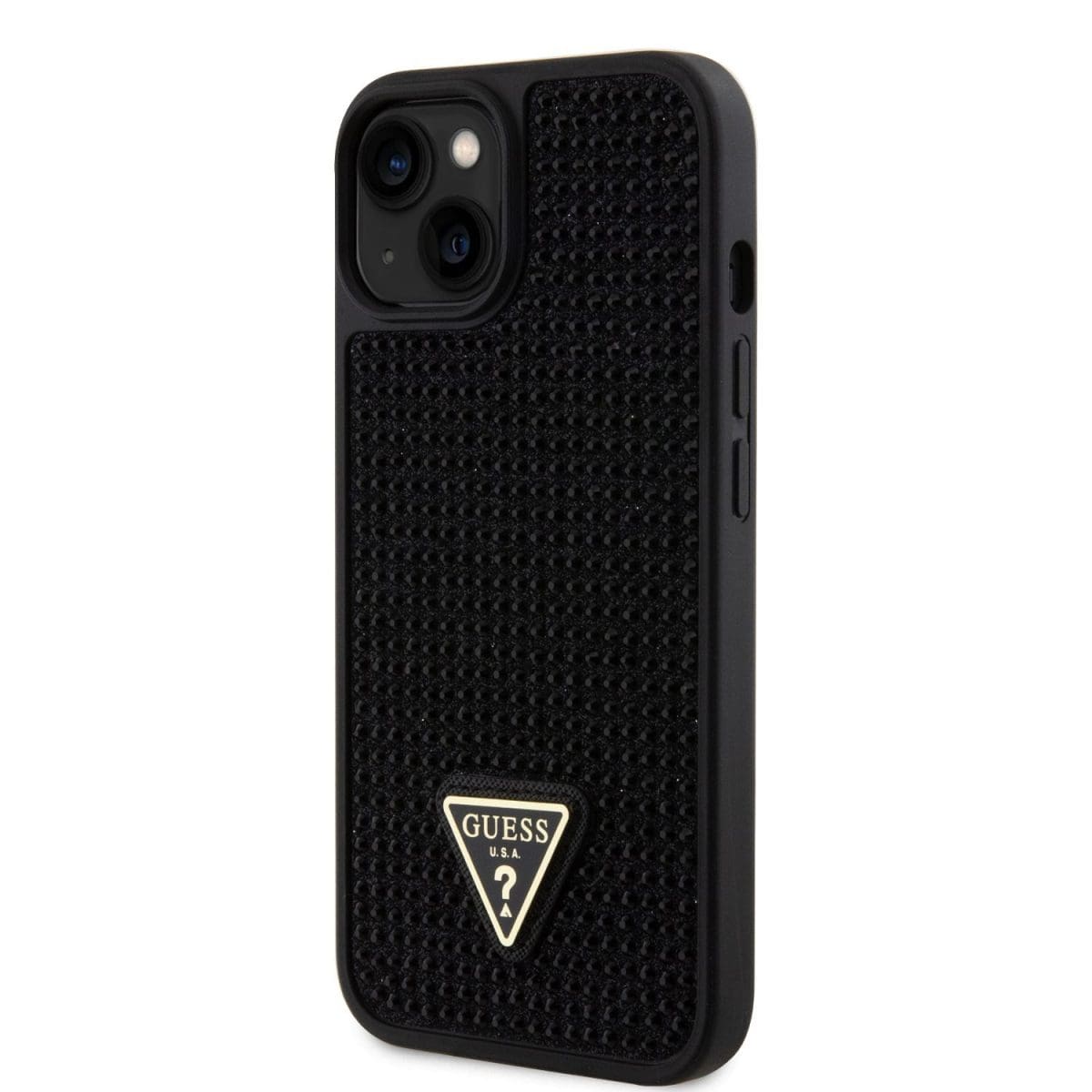 Guess Rhinestones Triangle Metal Logo Black Kryt iPhone 13