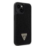 Guess Rhinestones Triangle Metal Logo Black Kryt iPhone 15