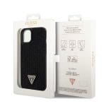 Guess Rhinestones Triangle Metal Logo Black Kryt iPhone 15 Plus