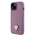 Guess Rhinestones Triangle Metal Logo Purple Kryt iPhone 13