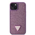 Guess Rhinestones Triangle Metal Logo Purple Kryt iPhone 15