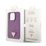 Guess Rhinestones Triangle Metal Logo Purple Kryt iPhone 15 Pro