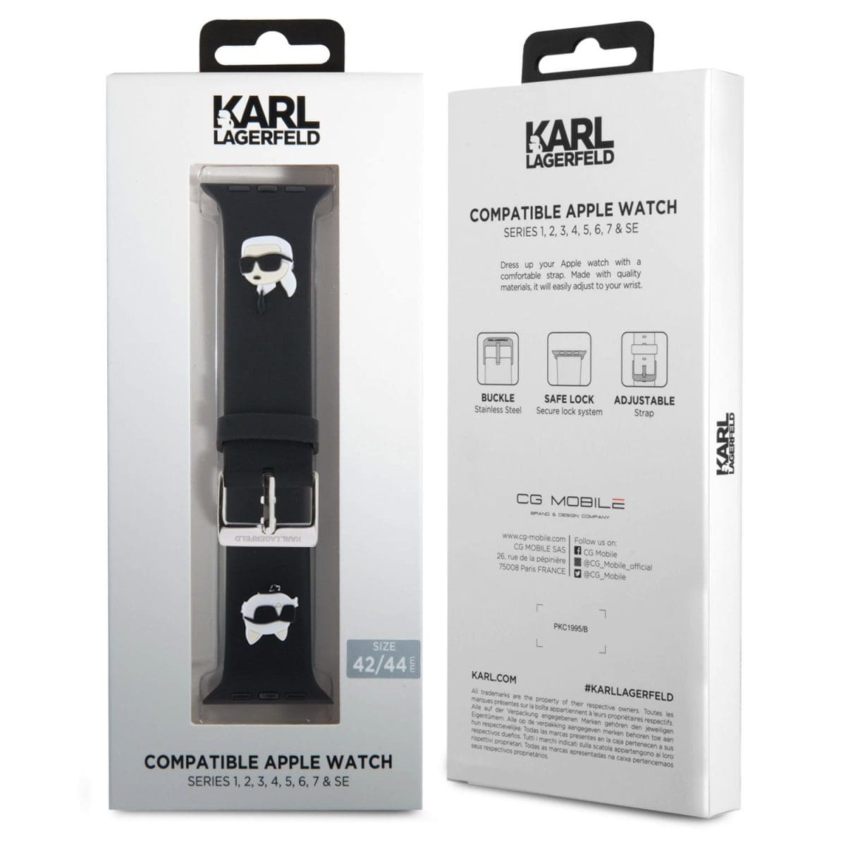Karl Lagerfeld Karl and Choupette Head NFT Řemínek Apple Watch 42/44/45/49 Black