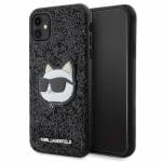Karl Lagerfeld KLHCN61G2CPK Black Hardcase Glitter Choupette Patch Kryt iPhone 11