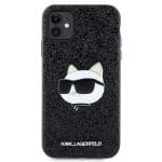 Karl Lagerfeld KLHCN61G2CPK Black Hardcase Glitter Choupette Patch Kryt iPhone 11