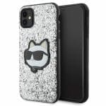 Karl Lagerfeld KLHCN61G2CPS Silver Hardcase Glitter Choupette Patch Kryt iPhone 11