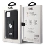 Karl Lagerfeld KLHCN61GSACHPK Black Hardcase Gripstand Saffiano Choupette Pins Kryt iPhone 11