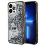 Karl Lagerfeld KLHCP13LLKCNSK Transparent Hardcase Liquid Glitter Choupette Kryt iPhone 13 Pro