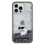 Karl Lagerfeld KLHCP13LLKCNSK Transparent Hardcase Liquid Glitter Choupette Kryt iPhone 13 Pro