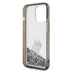 Karl Lagerfeld KLHCP13LLKCNSK Transparent Hardcase Liquid Glitter Choupette Kryt iPhone 13 Pro