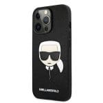 Karl Lagerfeld KLHCP13LSAKHBK Black Hardcase Saffiano Ikonik Karl`s Head Kryt iPhone 13 Pro