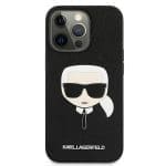 Karl Lagerfeld KLHCP13LSAKHBK Black Hardcase Saffiano Ikonik Karl`s Head Kryt iPhone 13 Pro