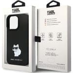 Karl Lagerfeld KLHCP13LSMHCNPK Black Hardcase Silicone C Metal Pin Kryt iPhone 13 Pro