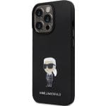 Karl Lagerfeld KLHCP13LSMHKNPK Black Silicone Ikonik Metal Pin Kryt iPhone 13 Pro