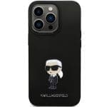 Karl Lagerfeld KLHCP13LSMHKNPK Black Silicone Ikonik Metal Pin Kryt iPhone 13 Pro