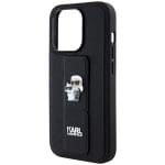 Karl Lagerfeld KLHCP13XGSAKCPK Black Hardcase Gripstand Saffiano Karl&Choupette Pins Kryt iPhone 13 Pro Max