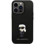 Karl Lagerfeld KLHCP13XSMHKNPK Black Silicone Ikonik Metal Pin Kryt iPhone 13 Pro Max