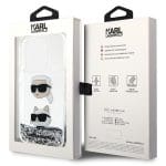 Karl Lagerfeld KLHCP14LLDHKCNS Silver Hardcase Liquid Glitter Karl & Choupette Heads Kryt iPhone 14 Pro