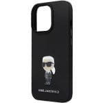 Karl Lagerfeld KLHCP14LSMHKNPK Black Silicone Ikonik Metal Pin Kryt iPhone 14 Pro