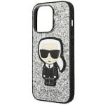 Karl Lagerfeld KLHCP14XGFKPG Hardcase Silver Glitter Flakes Ikonik Kryt iPhone 14 Pro Max