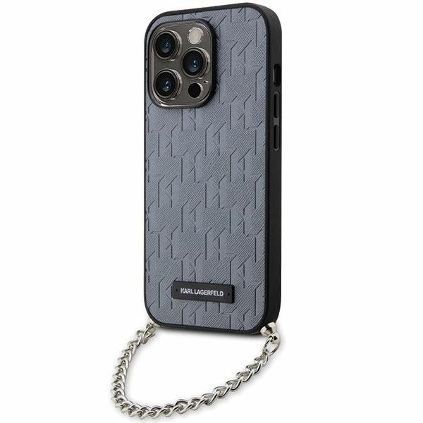 Karl Lagerfeld KLHCP14XSACKLHPG Silver Hardcase Saffiano Monogram Chain Kryt iPhone 14 Pro Max