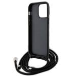 Karl Lagerfeld KLHCP14XSAKCPSK Hardcase Black Crossbody Saffiano Metal Pin Karl & Choupette Kryt iPhone 14 Pro Max