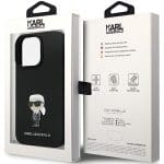 Karl Lagerfeld KLHCP14XSMHKNPK Black Silicone Ikonik Metal Pin Kryt iPhone 14 Pro Max