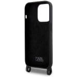 Karl Lagerfeld KLHCP15LSCBSCNK Hardcase Black Crossbody Silicone Choupette Kryt iPhone 15 Pro
