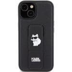 Karl Lagerfeld KLHCP15MGSACHPK Black Hardcase Gripstand Saffiano Choupette Pins Kryt iPhone 15 Plus