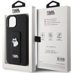 Karl Lagerfeld KLHCP15MGSACHPK Black Hardcase Gripstand Saffiano Choupette Pins Kryt iPhone 15 Plus