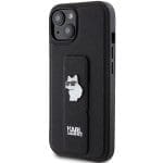 Karl Lagerfeld KLHCP15SGSACHPK Black Hardcase Gripstand Saffiano Choupette Pins Kryt iPhone 15