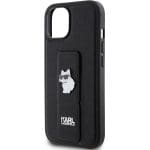 Karl Lagerfeld KLHCP15SGSACHPK Black Hardcase Gripstand Saffiano Choupette Pins Kryt iPhone 15