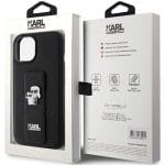Karl Lagerfeld KLHCP15SGSAKCPK Black Hardcase Gripstand Saffiano Karl&Choupette Pins Kryt iPhone 15