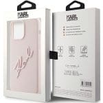 Karl Lagerfeld KLHCP15XSKSBMCP Pink Hardcase Silicone Karl Script Kryt iPhone 15 Pro Max