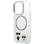 Karl Lagerfeld KLHMP14LHKCT Hardcase Transparent Karl & Choupette Aluminium Magsafe Kryt iPhone 14 Pro