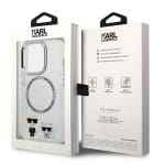 Karl Lagerfeld KLHMP14LHKCT Hardcase Transparent Karl & Choupette Aluminium Magsafe Kryt iPhone 14 Pro