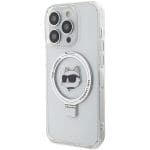Karl Lagerfeld KLHMP15LHMRSCHH White Hardcase Ring Stand Choupette Head MagSafe Kryt iPhone 15 Pro