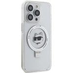 Karl Lagerfeld KLHMP15LHMRSCHH White Hardcase Ring Stand Choupette Head MagSafe Kryt iPhone 15 Pro