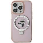 Karl Lagerfeld KLHMP15MHMRSKCP Pink Hardcase Ring Stand Karl&Choupettte MagSafe Kryt iPhone 15 Plus