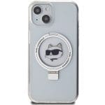Karl Lagerfeld KLHMP15SHMRSCHH White Hardcase Ring Stand Choupette Head MagSafe Kryt iPhone 15