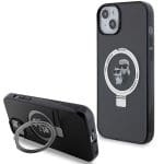 Karl Lagerfeld KLHMP15SHMRSKCK Black Hardcase Ring Stand Karl&Choupettte MagSafe Kryt iPhone 15