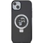 Karl Lagerfeld KLHMP15SHMRSKCK Black Hardcase Ring Stand Karl&Choupettte MagSafe Kryt iPhone 15