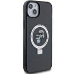 Karl Lagerfeld KLHMP15SHMRSKCK Black Hardcase Ring Stand Karl&Choupettte MagSafe Kryt iPhone 15