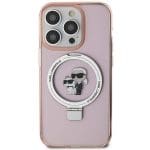 Karl Lagerfeld KLHMP15XHMRSKCP Pink Hardcase Ring Stand Karl&Choupettte MagSafe Kryt iPhone 15 Pro Max