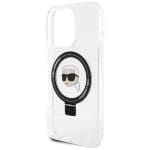 Karl Lagerfeld KLHMP15XHMRSKHH White Hardcase Ring Stand Karl Head MagSafe Kryt iPhone 15 Pro Max