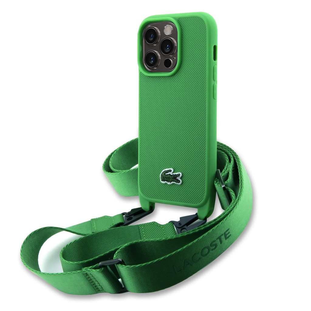 Lacoste Iconic Petit Pique Crossbody Woven Logo Green Kryt iPhone 15 Pro