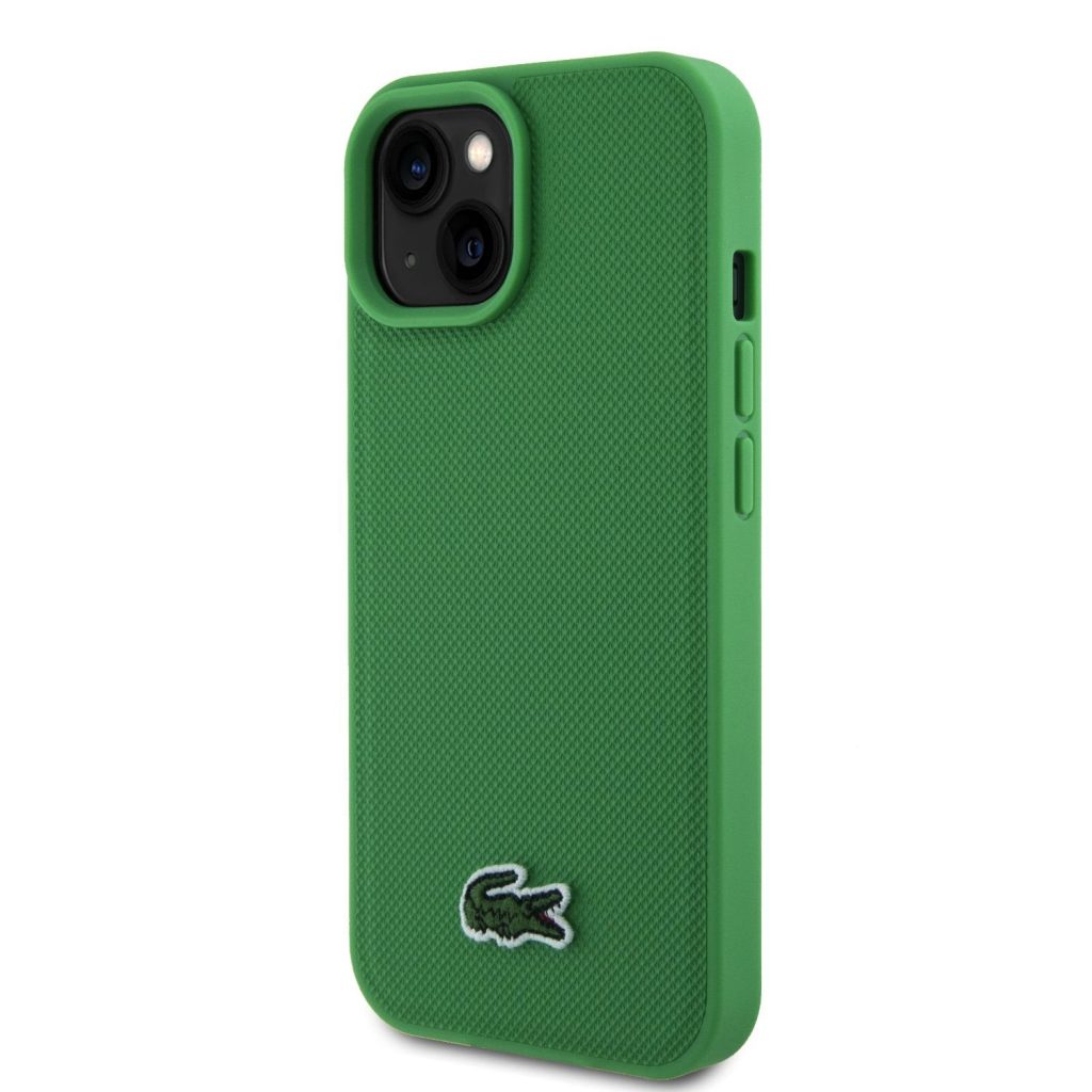 Lacoste Iconic Petit Pique Woven Logo MagSafe Green Kryt iPhone 15