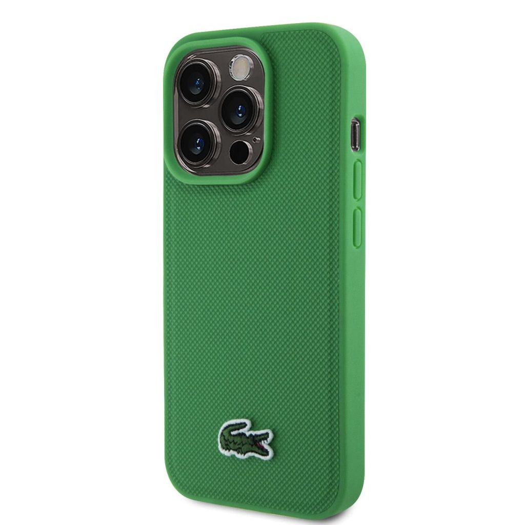 Lacoste Iconic Petit Pique Woven Logo MagSafe Green Kryt iPhone 15 Pro